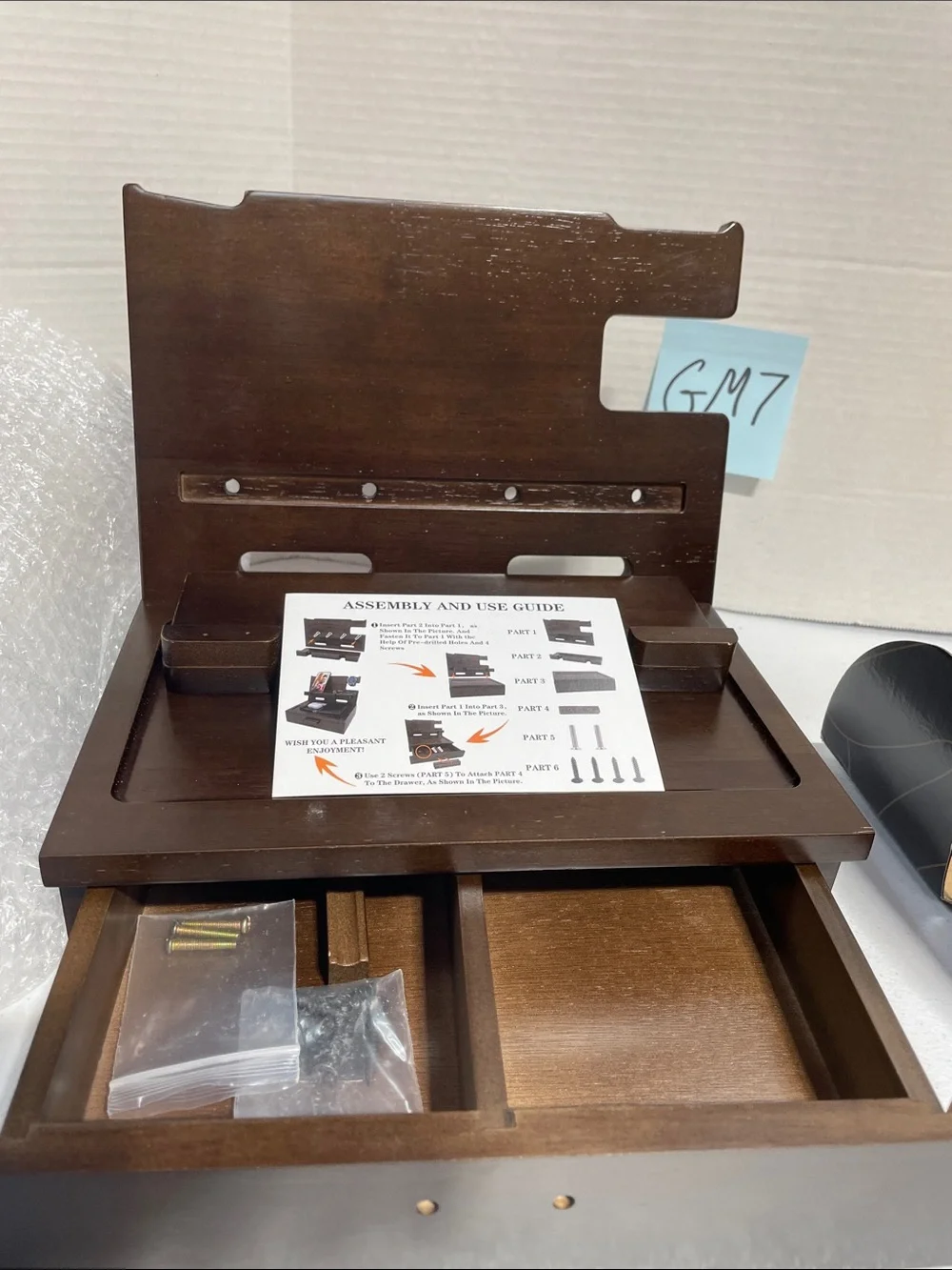 Adjustable Wooden Lap Desk with Storage Drawer - Dark Brown